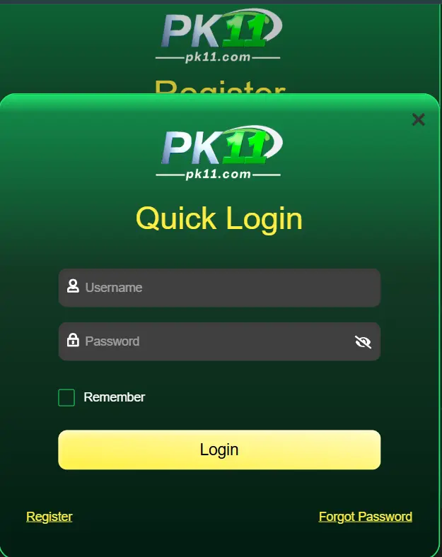 Game login screen for accessing a registered Android account