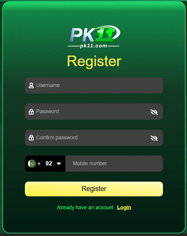 registration screen for creating a new Android account
